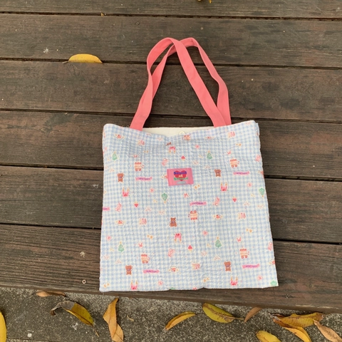 Damen Gesteppte Polyester Tragetasche Mit Kontrastgriffen Cartoon Bär Katze Apfel Hund Bedruckte Urban Casual Schultertasche