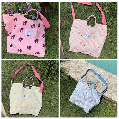 Bolso Tote de Lona con Estampado de Animales de Dibujos Animados para Mujer Gran Capacidad Bolso Bandolera Acolchado