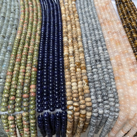 Perle in Pietra Naturale ad Abaco Rondelle Perle Distanziatrici Sciolte per Creazione Gioielli Fai da Te Bracciale Collana Occhio di Tigre Labradorite Unakit