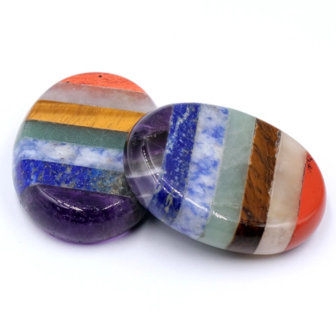 Pietre Naturali Dei Sette Chakra Gemme Miste Forma Uovo Ovale Lucidate Guarigione Meditazione Yoga Pietre Della Preoccupazione
