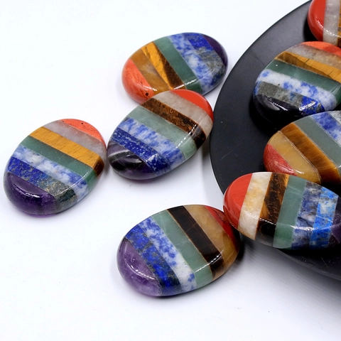 Pietre Naturali Dei Sette Chakra Gemme Miste Forma Uovo Ovale Lucidate Guarigione Meditazione Yoga Pietre Della Preoccupazione