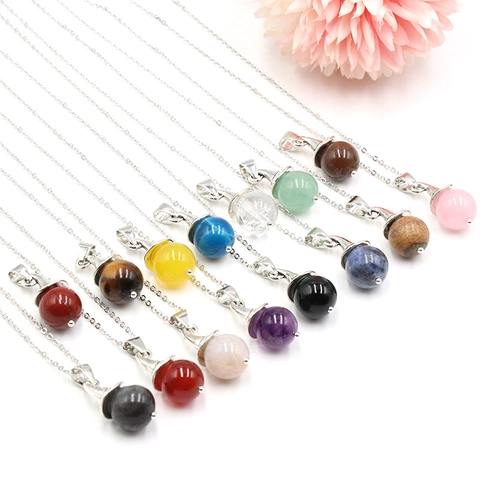 Hexe Zauberhut Anhänger Halskette Natürliche Kristallkugel Edelstein Legierung Magie Thema Schmuck Geschenk Frauen