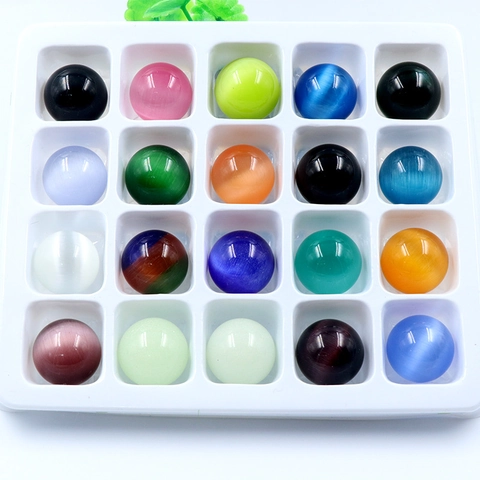Colorful Cat Eye Stone Spheres Polished Gemstone Balls For Home Decor Feng Shui Healing Educational Material Desktop Ornament