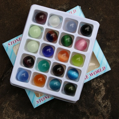 Colorful Cat Eye Stone Spheres Polished Gemstone Balls For Home Decor Feng Shui Healing Educational Material Desktop Ornament