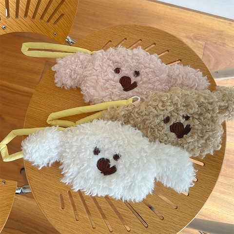 Cute Cartoon Plush Coin Purse Mini Handbag For Women Sweet Soft Sherpa Fleece Zipper Storage Bag For Earphone Keys Travel Accessories