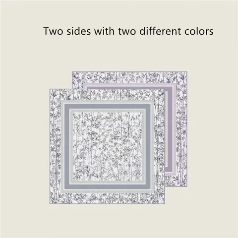 Women's Elegant Bamboo Leaf Print Square Scarf Double Sided Contrast Color Satin Scarf For Winter Warmth Fashion Decorative Scarf