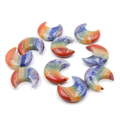 Pendentif Croissant de Lune et Étoile en Pierre de Chakra Naturelle Cristal de Guérison Reiki Pierre de Méditation pour DIY Bijoux