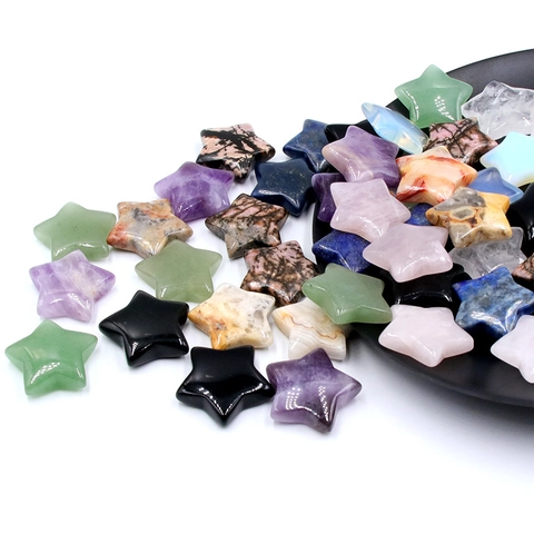 Piedra de Cristal Natural Forma de Estrella Mini Ornamentos Pulidos Piedra Curativa Gemas Decoración Hogar Oficina Regalo