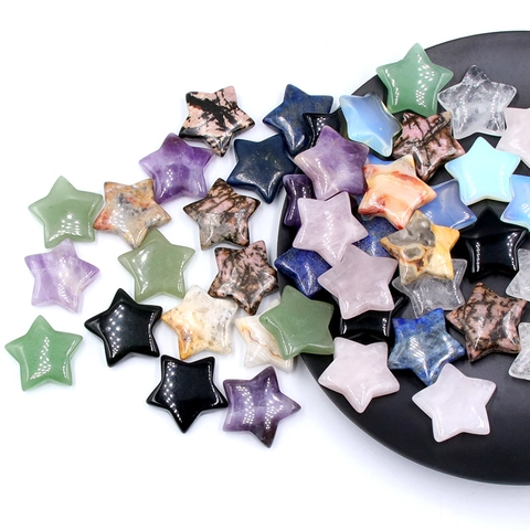 Piedra de Cristal Natural Forma de Estrella Mini Ornamentos Pulidos Piedra Curativa Gemas Decoración Hogar Oficina Regalo