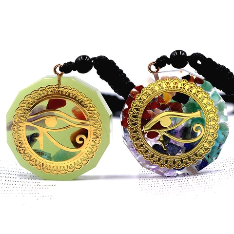 Collana Con Ciondolo Orgonite Occhio Di Horus Ottagonale Pietra Naturale Resina Guarigione Energia Gioielli Donna Uomo