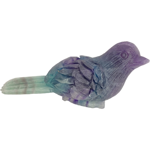 Natural Colorful Fluorite Magpie Bird Figurine Hand Carved Crystal Animal Statue Home Decor Feng Shui Ornament Desktop Gift