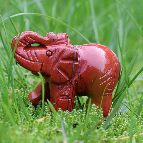 Natural Stone Elephant Figurine Crystal Animal Carving Statue Home Decor Rose Quartz Aventurine Jasper Healing Stone