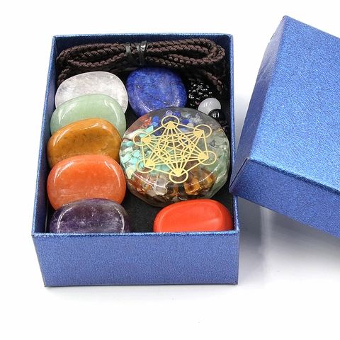 Pierres De Guérison Chakra Avec Collier Pendentif Orgone Cube De Métatron Cristaux Naturels Méditation Bijoux Yoga