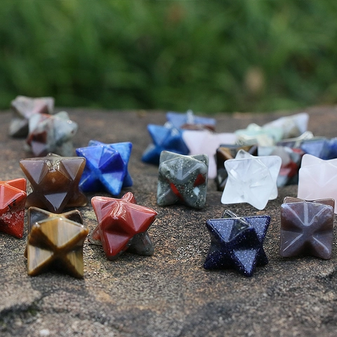 Natürlicher Kristall Merkaba Stern Dekoration Amethyst Rosenquarz Polierte Heilstein Meditation Büro Schreibtisch Ornament