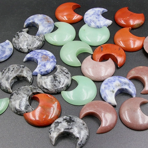 Natural Crystal Crescent Moon Polished Healing Stones Home Office Desk Decoration DIY Jewelry Making Hand Carved