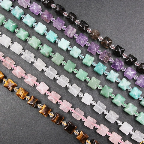 Perles en Vrac en Pierre Naturelle Forme d'Étoile pour Fabrication de Bijoux DIY Agate Quartz Cristal Pierres Irrégulières