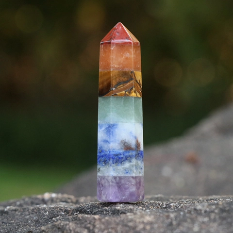 Natural Chakra Crystal Point Hexagonal Column Energy Healing Stones Hand Polished Amethyst Lapis Lazuli Green Aventurine Tiger Eye Red Jasper Meditation Decor