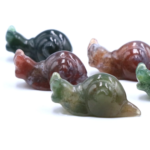 Figurine Escargot Pierre Naturelle Sculptée À La Main Cristal De Guérison Sculpture Animale Décor Bureau Agate