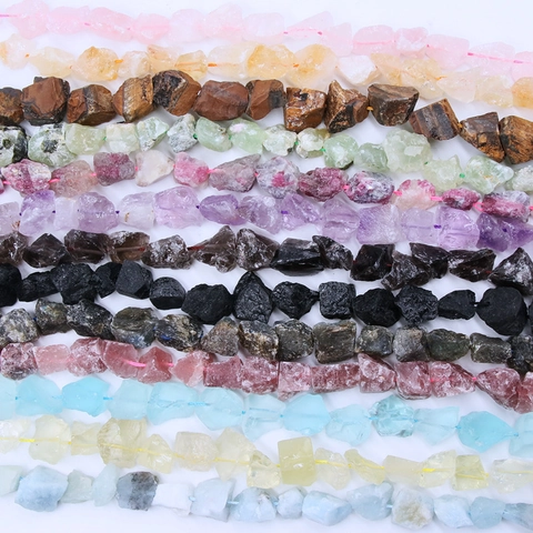 Natürliche Kristall Achat Fluorit Rohsteine Lose Perlen Unregelmäßige Form Vertikales Bohrloch Für DIY Schmuckherstellung Amethyst Rosenquarz Tigerauge Naturstein Zubehör