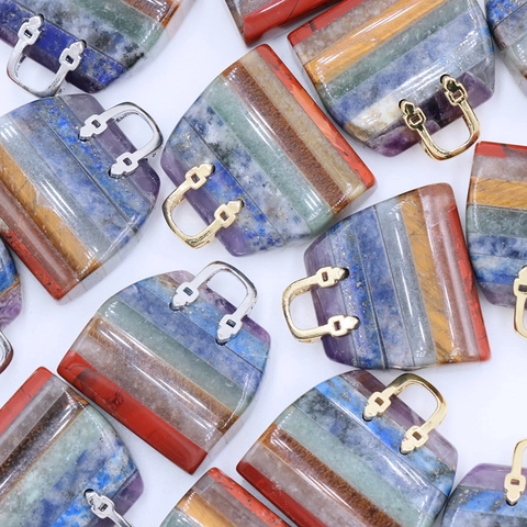 Ornement de Pendentif en Pierre Naturelle Forme de Sac à Main Chakra Cristal de Guérison Décoration de Bureau Maison Cadeau Femme