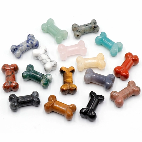 Bone Shape Stone Ornaments Natural Crystal Agate Gemstone Polished Mini Carved Desktop Decor DIY Jewelry Crafts