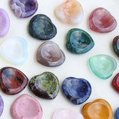 Piedra De Cristal Natural En Forma De Corazón Gema Pulida Curación Preocupación Pulgar Piedras Masaje Decoración Hogar