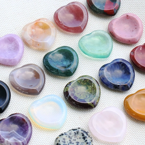 Piedra De Cristal Natural En Forma De Corazón Gema Pulida Curación Preocupación Pulgar Piedras Masaje Decoración Hogar