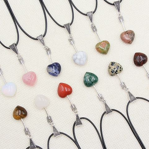Collana Con Ciondolo A Cuore In Pietra Di Cristallo Naturale Freccia Di Cupido Lega Gioielli Boho Retrò Regalo Per Donne