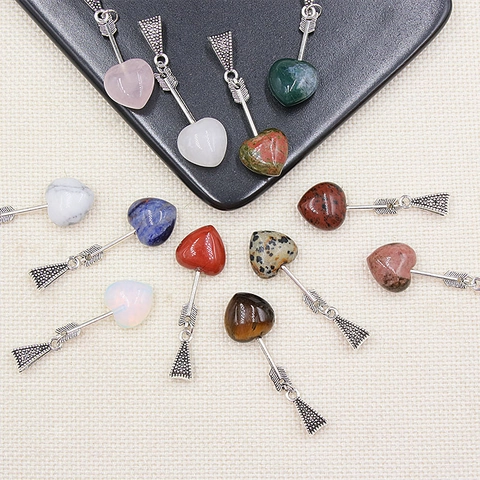 Collana Con Ciondolo A Cuore In Pietra Di Cristallo Naturale Freccia Di Cupido Lega Gioielli Boho Retrò Regalo Per Donne