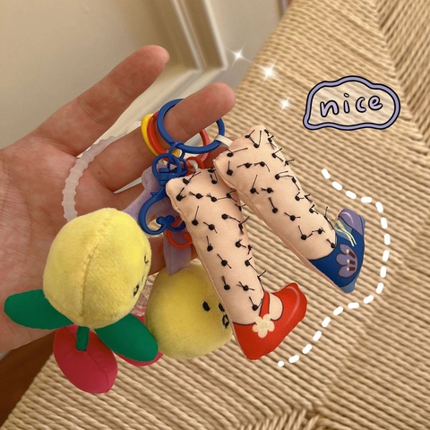 Cute Macaron Plush Cherry Bear Keychain Pendant Creative Bizarre Leg Bag Charm Fashion Jewelry Accessories For Women Girls