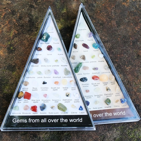 Collezione Di Campioni Di Minerali Di Cristalli Naturali Scatola Trasparente Triangolare Decorazione Educativa Casa