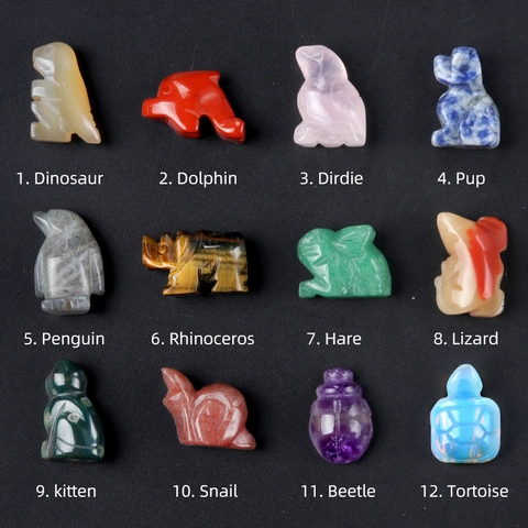 Figurilla de Animal Tallada a Mano de Piedra de Cristal Natural Piedra Preciosa Curativa Mini Estatua de Animales Para Decoración de Escritorio de Oficina en Casa