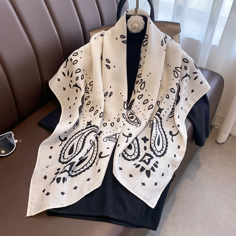 Damen Vintage Paisley Druck Großes Quadratisches Halstuch Polyester Satin Bandana Schal Retro Boho Kopfbedeckung Halstuch