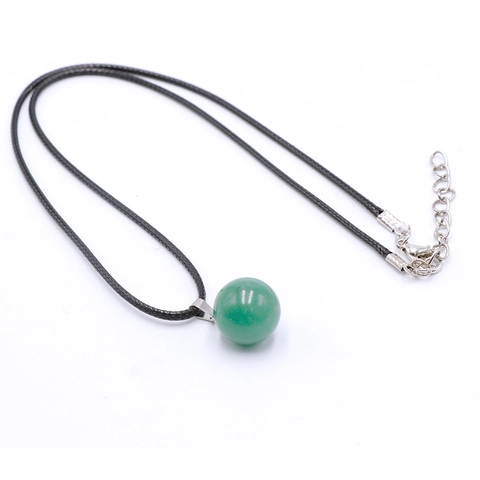 Natural Crystal Round Ball Pendant Necklace Tiger Eye Aventurine Stone Jewelry For Women Simple Black Cord Neck Jewelry