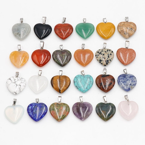 Colgante De Corazón De Cristal Natural Piedra Preciosa Collar Pulido Piedra De Curación Joyería DIY Para Mujeres