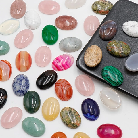 Pietre Cabochon Ovali Cristallo Naturale Agata Pietra Preziosa Quarzo Lucido Dorso Piatto Non Perforato Per Creazione Gioielli DIY