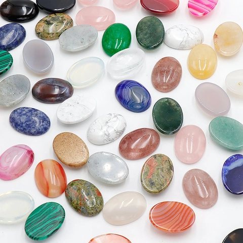 Pietre Cabochon Ovali Cristallo Naturale Agata Pietra Preziosa Quarzo Lucido Dorso Piatto Non Perforato Per Creazione Gioielli DIY