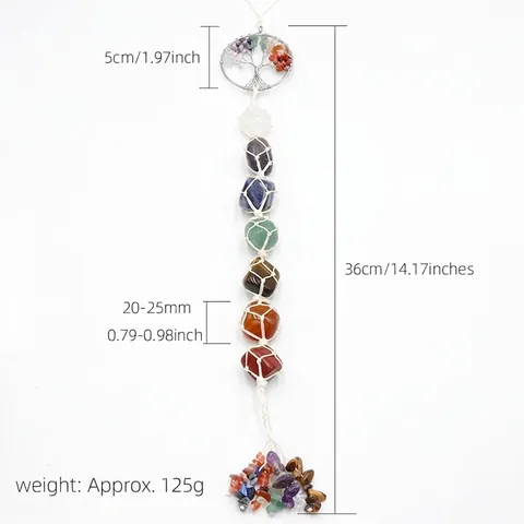 Arbre De Vie Chakra Pierre Naturelle Ornement Suspendu Cristal De Guérison Tassel Tressé Décor Voiture Mur Style Ethnique