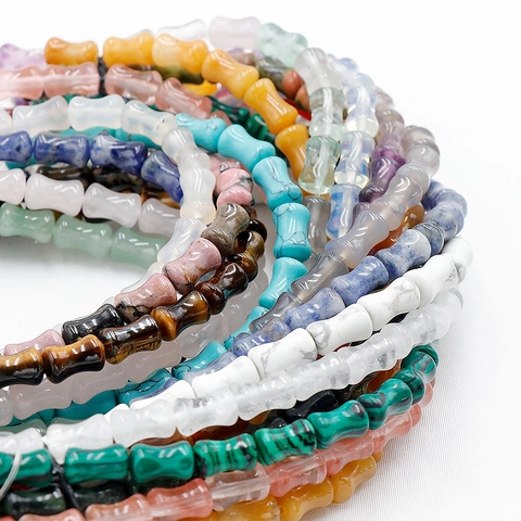 Pietra Agata Cristallo Naturale Perline Suse Forma Bambù Lucidato Accessori Fai Da Te Creazione Gioielli Multi Colore