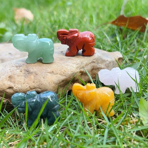 Estatua de Mini Elefante de Cristal Natural Ágata Figurita de Animal de Piedra Preciosa Tallada Cuarzo Decoración de Escritorio