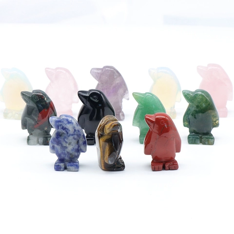Mini Pinguin Naturstein Kristall Geschnitzte Tierfigur Kleine Edelstein Skulptur Home Decor Taschenstein Heilkristall