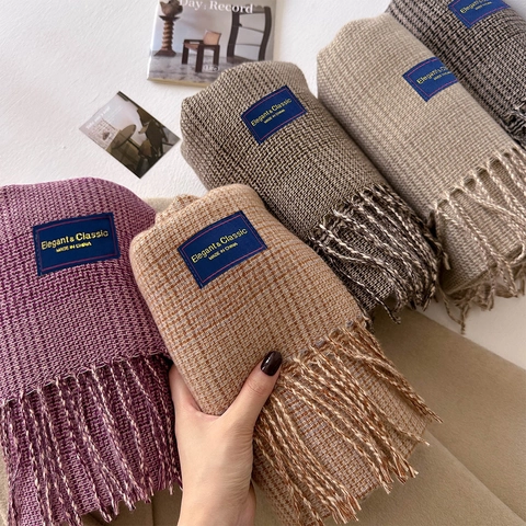 Houndstooth Plaid Schal Dicke Kaschmir Imitat Winter Warm Schal Mit Quasten Elegant Klassisch Weich Wrap Für Damen Herren