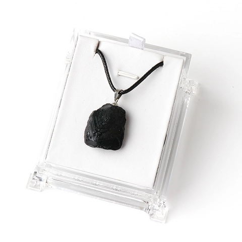 Collana Con Ciondolo In Pietra Grezza Di Tormalina Nera Naturale Campione Minerale Irregolare Con Cordino In Pelle