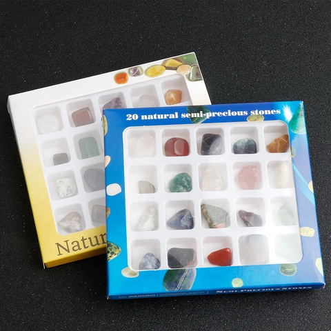 Natürliche Halbedelsteine Mineralerz Proben Kit Pädagogisches Geologisches Lernmaterial Kristall Rohsteine Geschenkbox