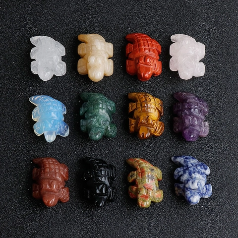Natural Crystal Semi-Precious Stone Hand Carved Crocodile Figurine Mini Animal Statue Healing Stone Home Office Desk Decor Ornament