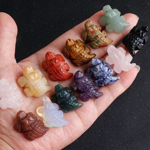 Natural Crystal Semi-Precious Stone Hand Carved Crocodile Figurine Mini Animal Statue Healing Stone Home Office Desk Decor Ornament
