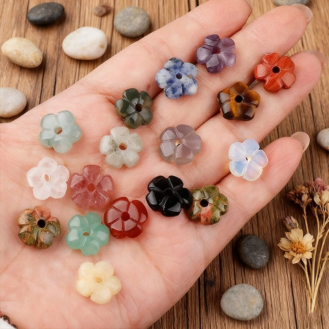 Blumen Naturstein Lose Perlen Pflaumenblüte Amethyst Rosenquarz Achat Zwischenperlen Für DIY Schmuckherstellung Halsketten Armbänder