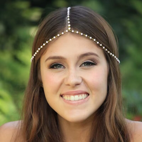 Bohemian Alloy Head Chain With Imitation Pearl Rhinestone Exotic Gold Silver Hair Accessories For Wedding Party Women Jewelry