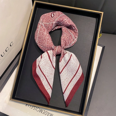 Vintage Paisley Floral Pattern Square Scarf Women Satin Feel Satin Neckerchief For Hair Bandana Neck Wrap Bag Decoration