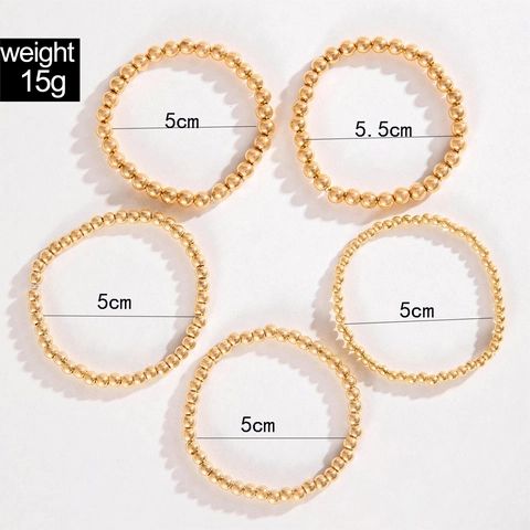 Stapelbare Armband Van Legering Met Hartjes Hanger Ronde Kralen Gepolijste Metalen Polssieraden Voor Dames